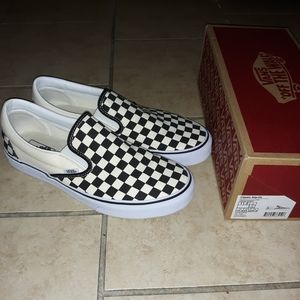 Van's Checkered Slip Ons Mens 11 Worn Twice